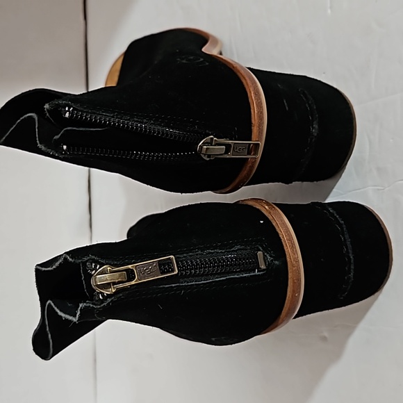 Ugg black suede open toe shooting zip back - Picture 3 of 9